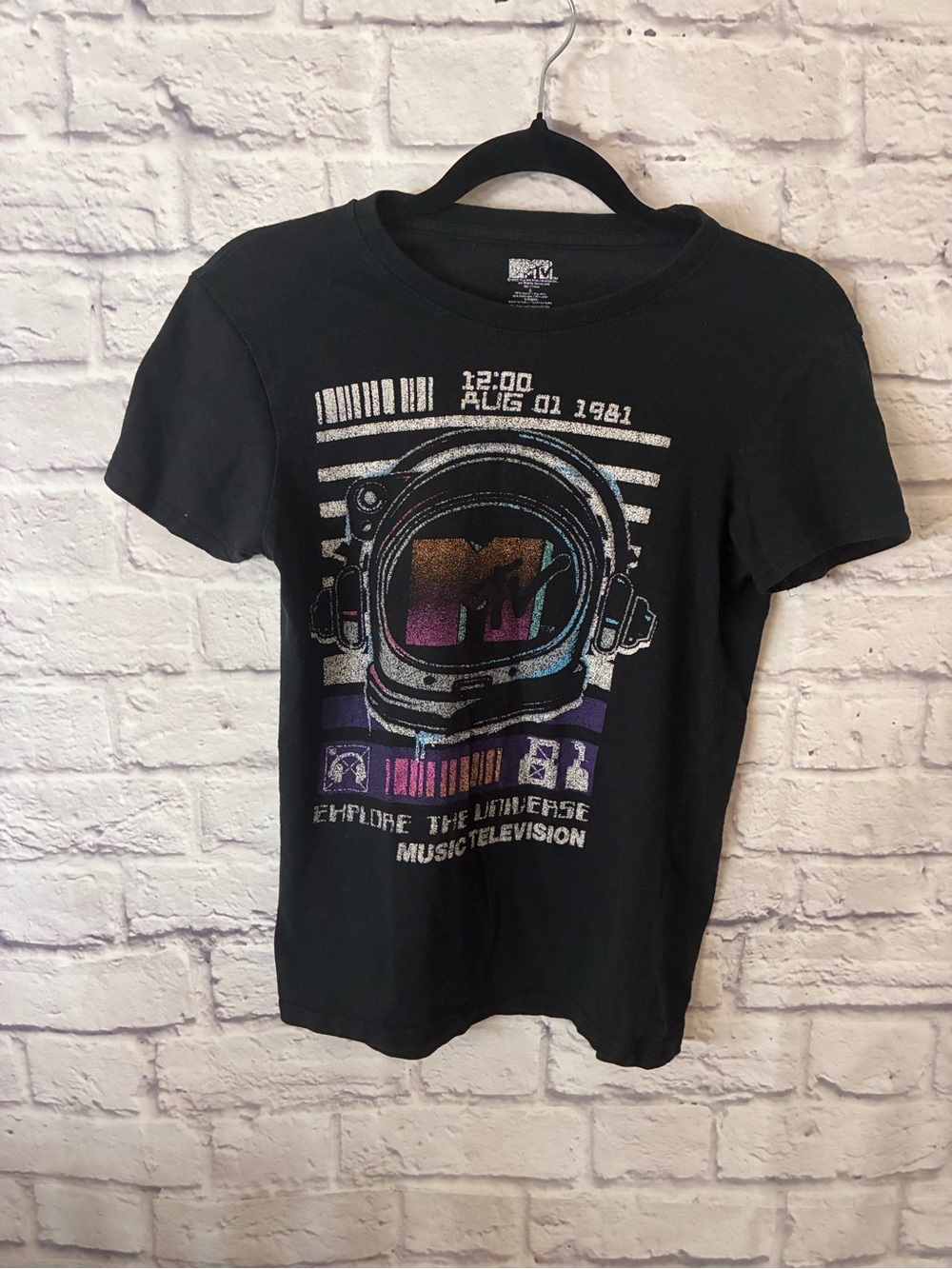 MTV Black Men’s Graphic Tee - Astronaut Design Small